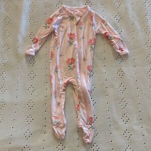 Kyte BABY Pink Peonies Zippered Footie